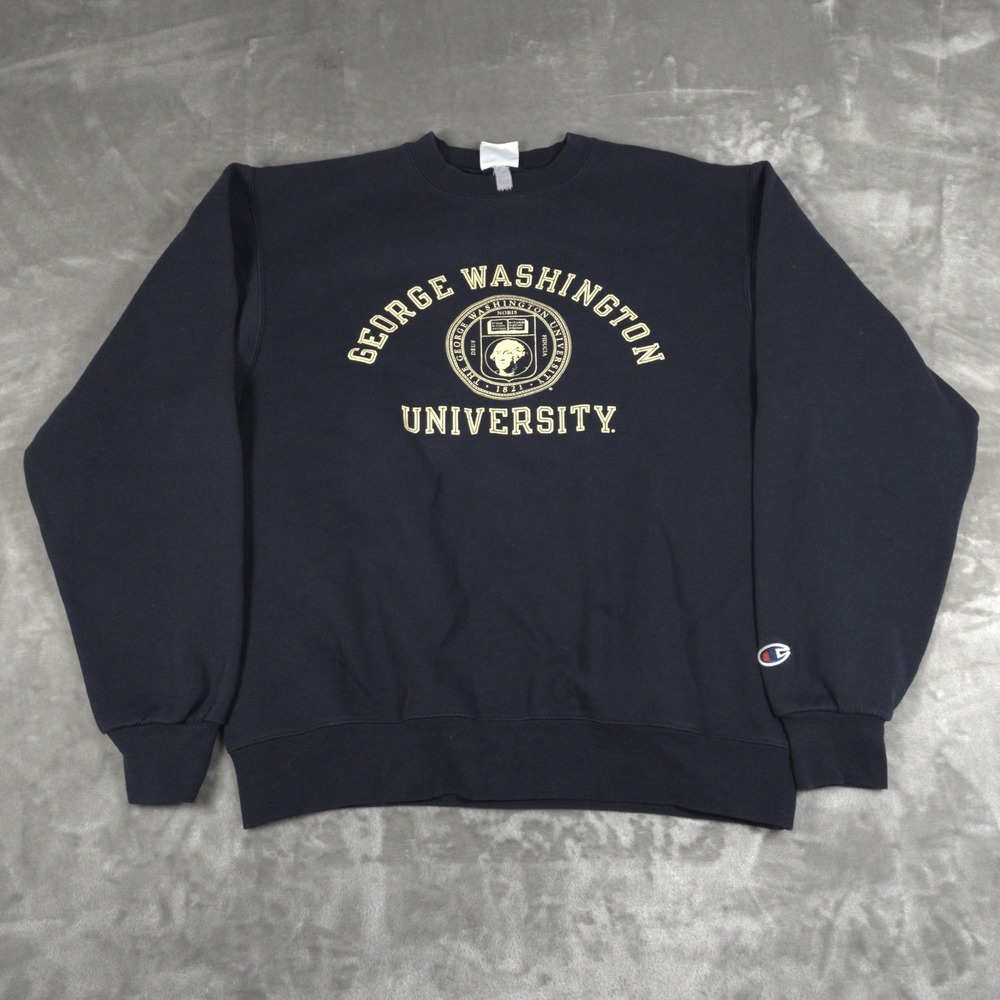 George Washington University Shirt Mens Medium Blue Champion Spellout Preppy Y2k